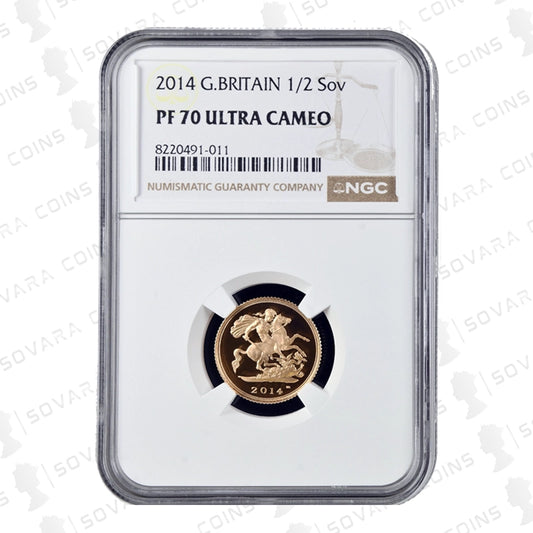 2014 Gold Proof Half Sovereign graded PF70 Ultra Cameo by NGC