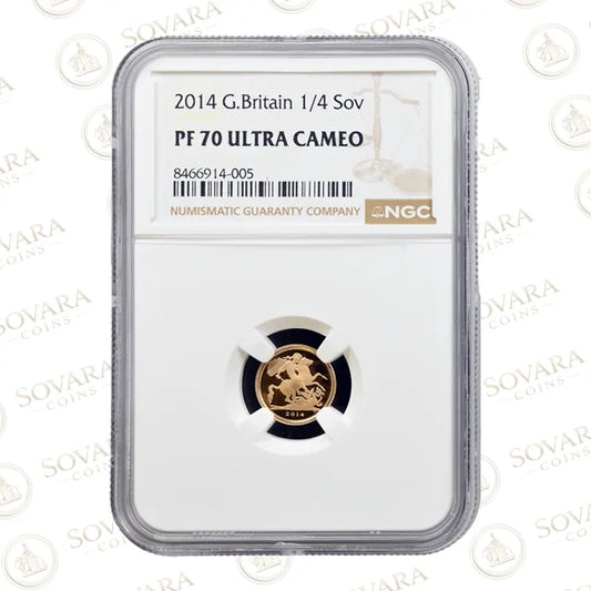 2014 Gold Proof Quarter Sovereign NGC PF70 Ultra Cameo Top Pop 1 of 98