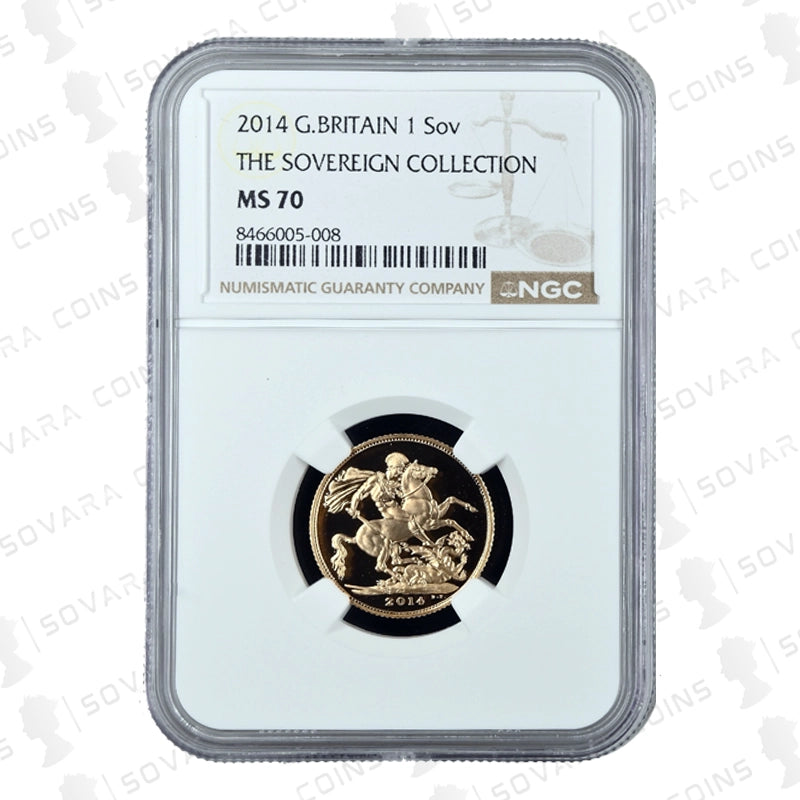 NGC MS70 2014 Frosted Reverse Mint Error Gold Sovereign – rare sovereign with frosted reverse and mirrored obverse