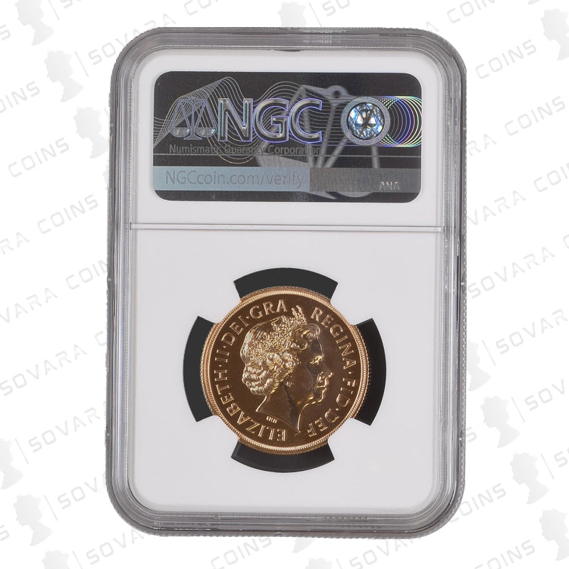 2014 Gold Proof Double Sovereign PF70 Ultra Cameo – Rare Unfrosted Obverse Die