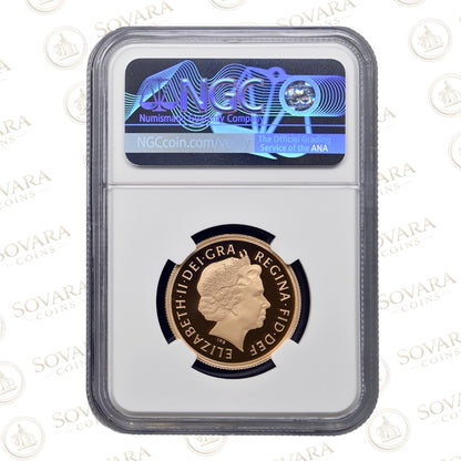 2015 double sovereign proof obverse Queen Elizabeth II fourth portrait by Ian Rank-Broadley