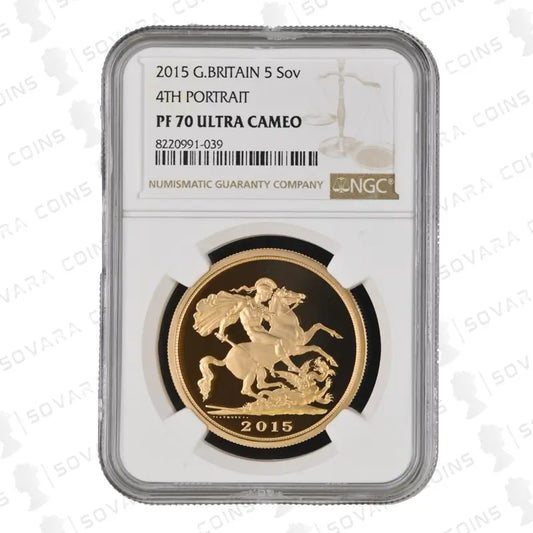 2015 Fourth Portrait Gold Proof Five Pound Sovereign NGC PF70 UC