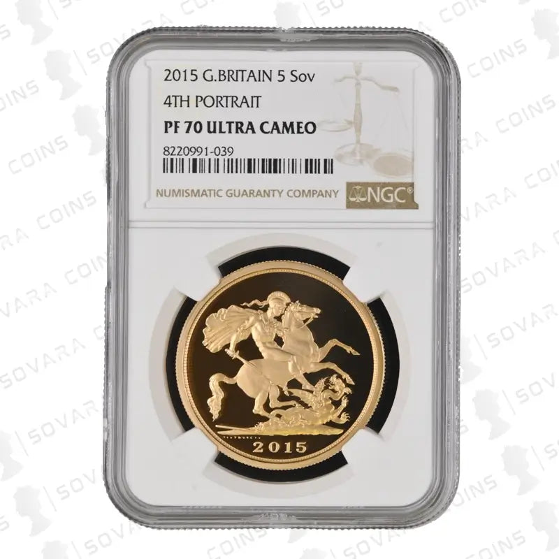 2015 Fourth Portrait Gold Proof Five Pound Sovereign NGC PF70 UC