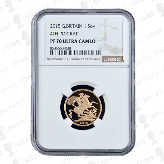 2015 Sovereign Gold Proof PF70 Ultra Cameo fourth portrait reverse