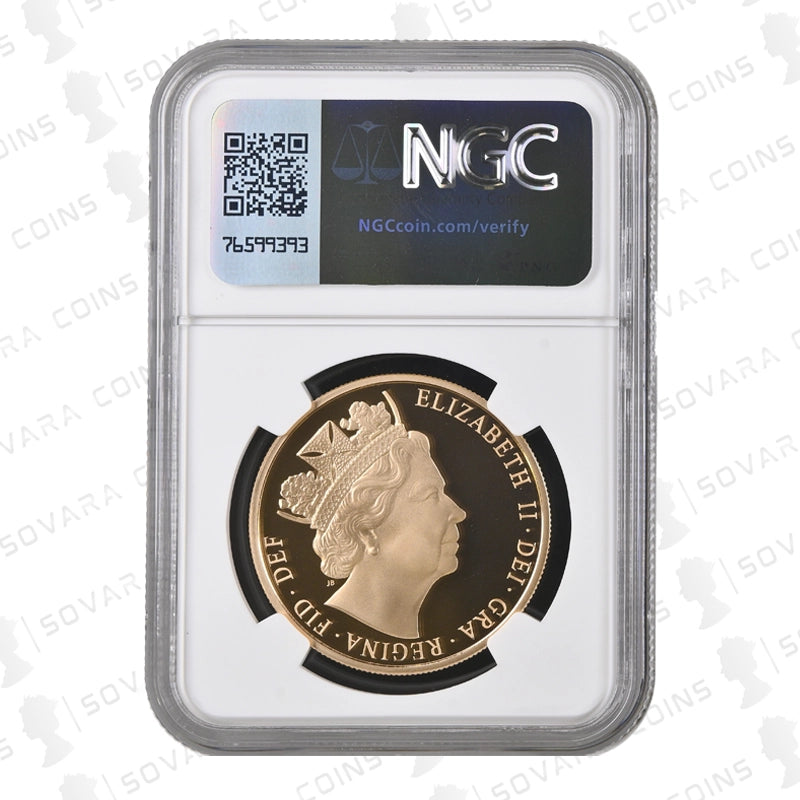 Gold coin in NGC holder with 'NGC' label on a white background
