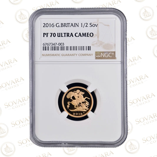 2016 gold proof half sovereign PF70 Ultra Cameo James Butler portrait NGC slab