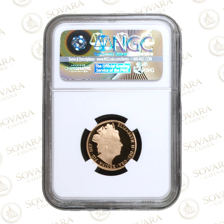 2016 Gold Proof Sovereign obverse – Queen Elizabeth II fifth portrait by James Butler PF70 Ultra Cameo