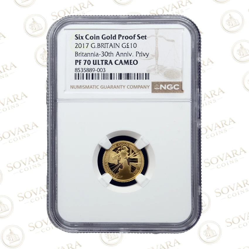 2017 30th Anniversary Tenth-Ounce Britannia gold proof NGC PF70 Ultra Cameo graded slab
