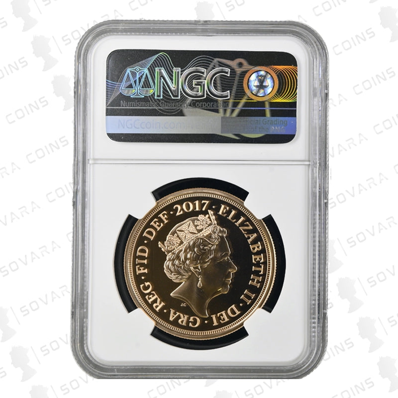 2017 Pistrucci Sovereign 200th Anniversary £5 gold coin obverse and reverse