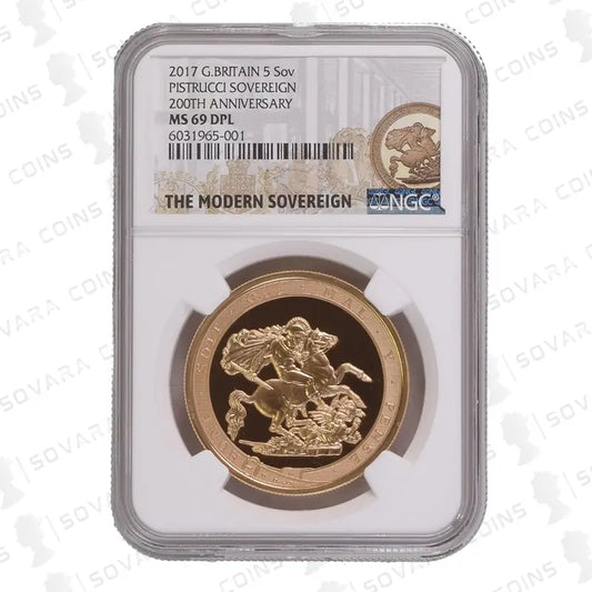 2017 Gold Five Pound Sovereign NGC MS69 DPL - 200th Anniversary
