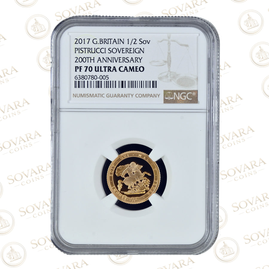 2017 Gold Proof Half Sovereign NGC PF70 Ultra Cameo 200th Anniversary Slab