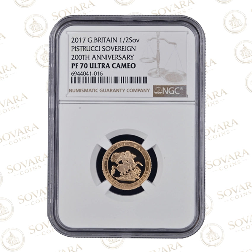 2017 Gold Proof Half Sovereign NGC PF70 Ultra Cameo 200th Anniversary Slab