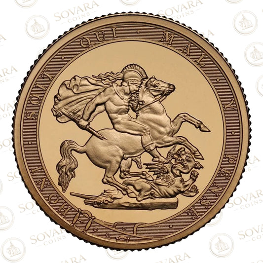 2017 proof piedfort sovereign St George and the dragon reverse