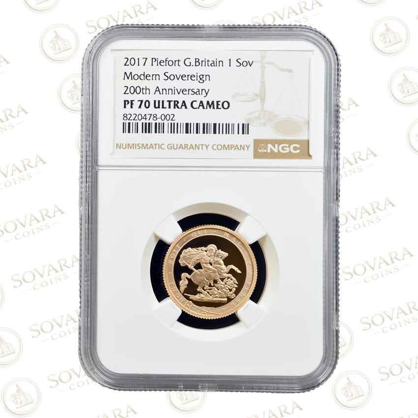 2017 Gold Proof Piedfort Sovereign 200th Anniversary NGC PF70 Ultra Cameo Top Pop