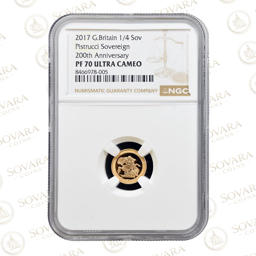 2017 Gold Proof Quarter Sovereign NGC PF70 Ultra Cameo 200th Anniversary Slab