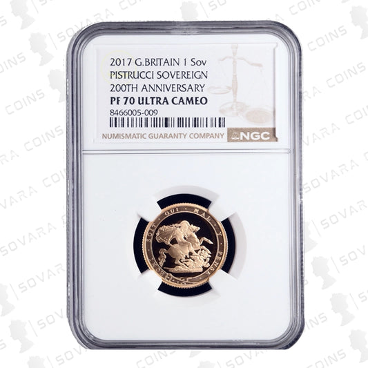 2017 Gold Proof Full Sovereign 200th Anniversary edition graded NGC PF70 Ultra Cameo