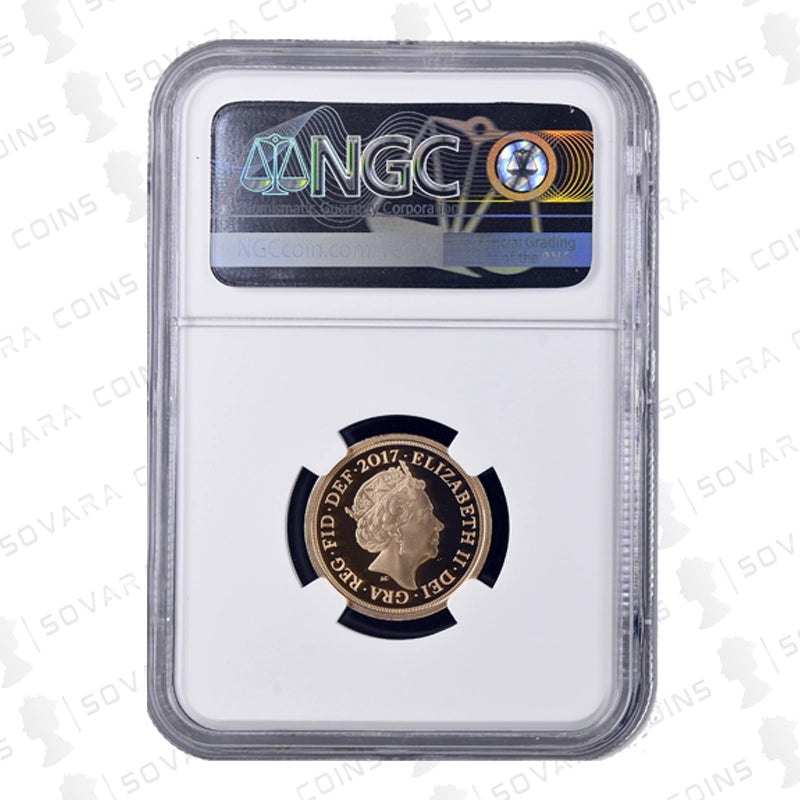 2017 Gold Sovereign obverse – Queen Elizabeth II portrait MS70 DPL