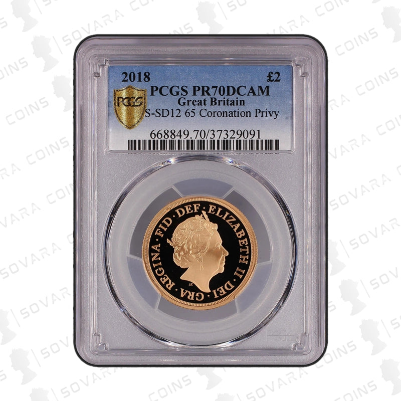 2018 Gold Proof Double Sovereign with 65th Coronation Privy Mark graded PCGS PR70DCAM