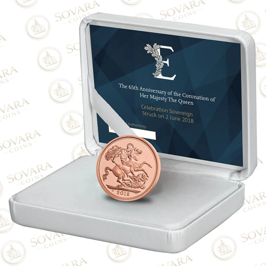 2018 Sapphire Coronation Strike on the Day Sovereign Royal Mint presentation box