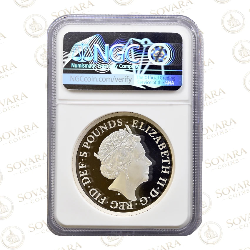 Una and the Lion 2019 silver proof coin obverse - Jody Clark portrait Queen Elizabeth II