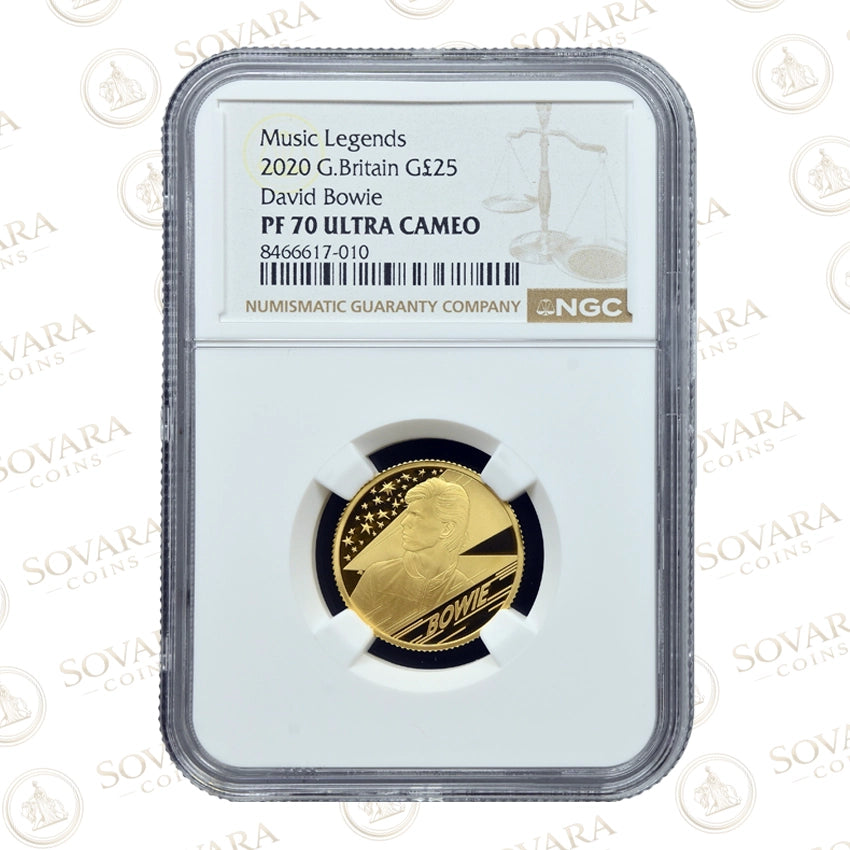 2020 David Bowie quarter ounce gold proof coin PF70 Ultra Cameo NGC slab