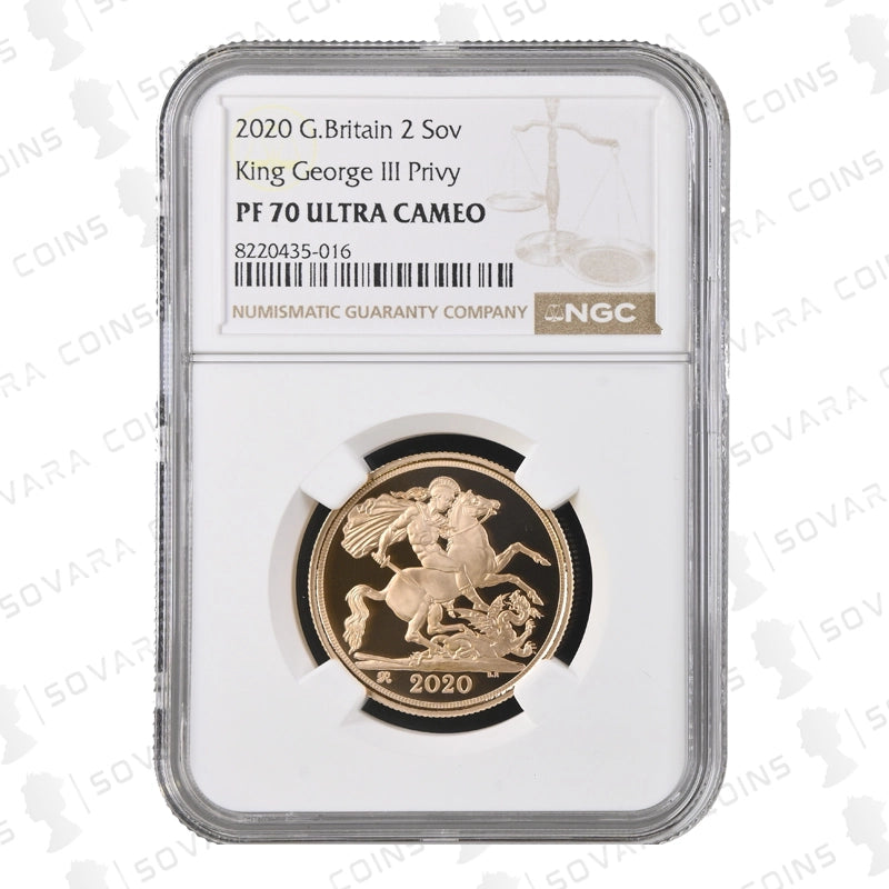 2020 Gold Proof Double Sovereign with King George III privy mark – NGC PF70 Ultra Cameo