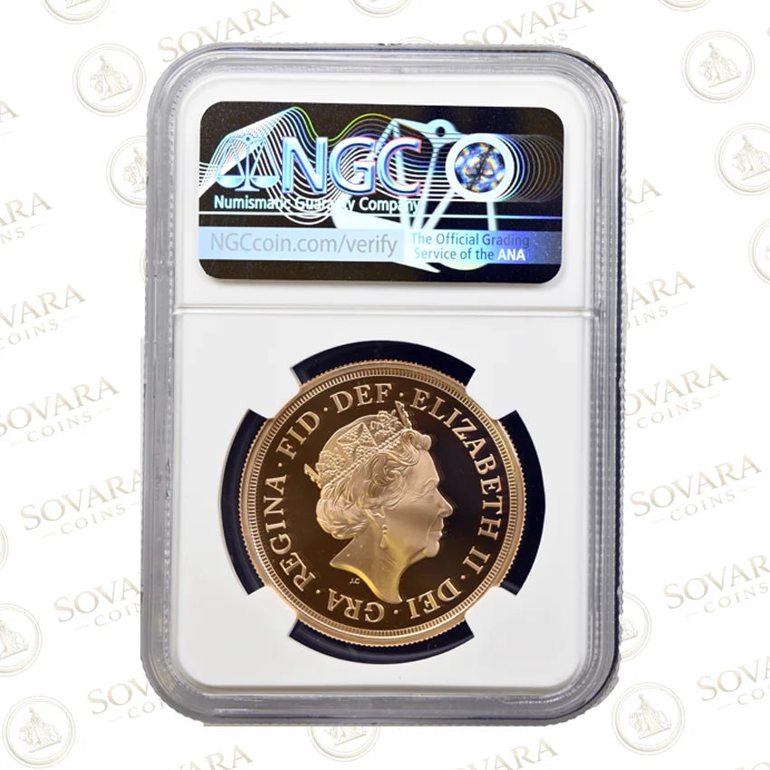 2020 Gold Proof Quintuple Sovereign NGC PF70 Ultra Cameo — only 34 graded. Free UK delivery, CGT & VAT exempt.