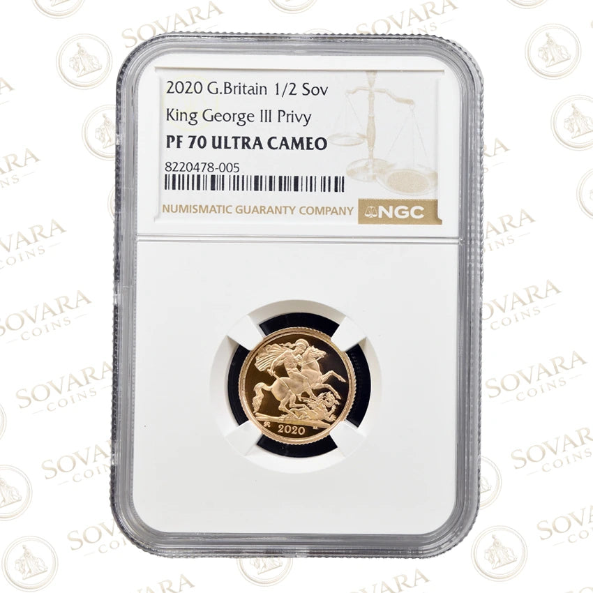 2020 Gold Proof half Sovereign reverse – St George and the Dragon with George III privy mark PF70 Ultra Cameo