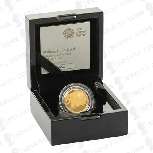 2020 UK James Bond ‘Shaken Not Stirred’ Quarter Ounce Gold Proof Coin – 24ct gold, proof finish, limited mintage.