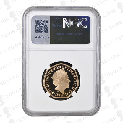 Rare 2020 The Snowman 50p Gold Proof coin graded PF70 Ultra Cameo
