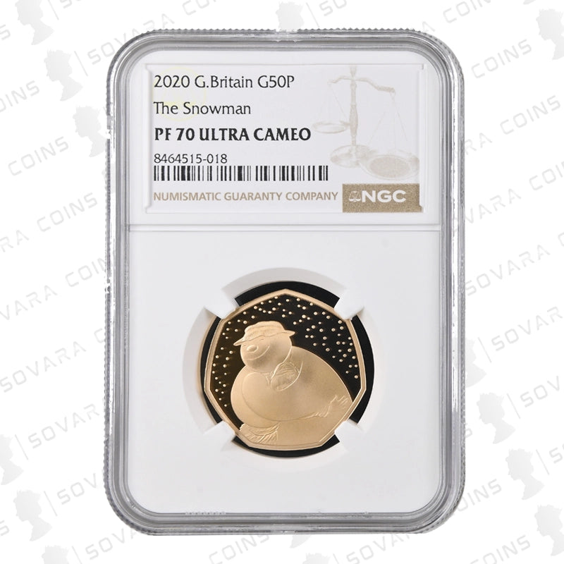 2020 The Snowman Gold Proof 50p graded NGC PF70 Ultra Cameo in slab