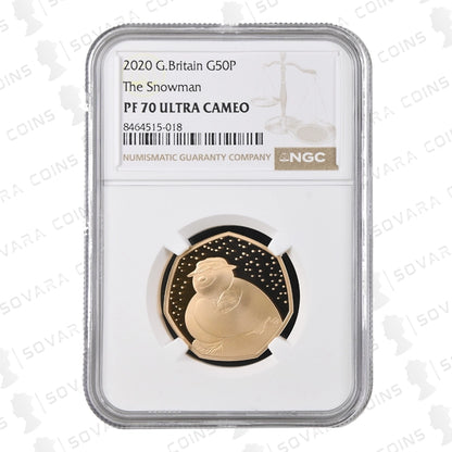 2020 The Snowman Gold Proof 50p graded NGC PF70 Ultra Cameo in slab