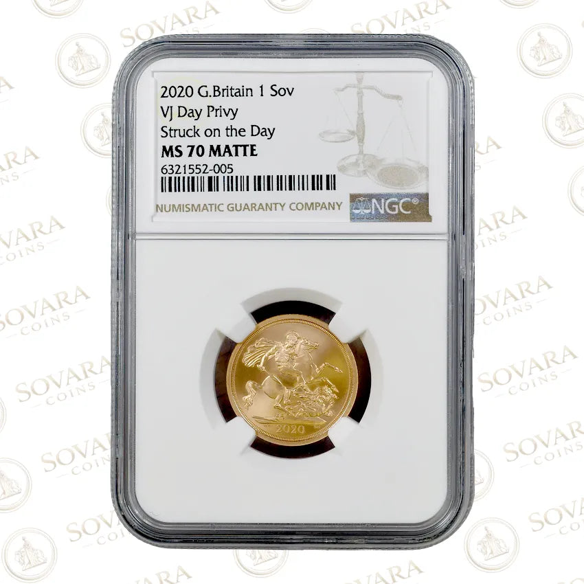 2020 VJ Day Struck on the Day Gold Sovereign Full Sovereign NGC MS70 Matte Top Pop 1 of 38