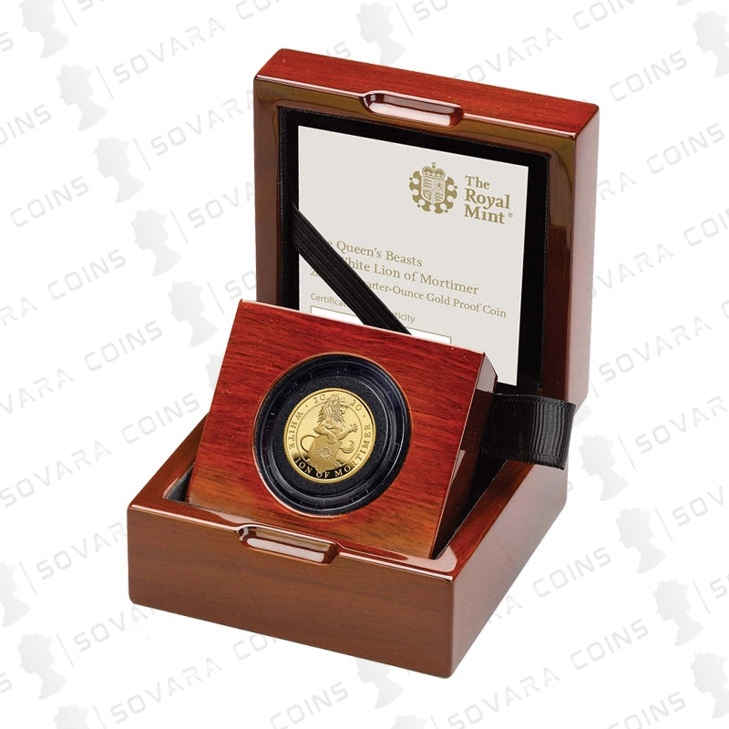 2020 Queen’s Beasts White Lion of Mortimer Quarter-Ounce Gold Proof Coin in presentation box