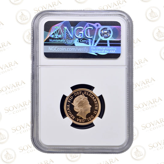 2021 Gold Proof Sovereign PF70 Ultra Cameo Queen Elizabeth II 95th Birthday Privy Mark. 