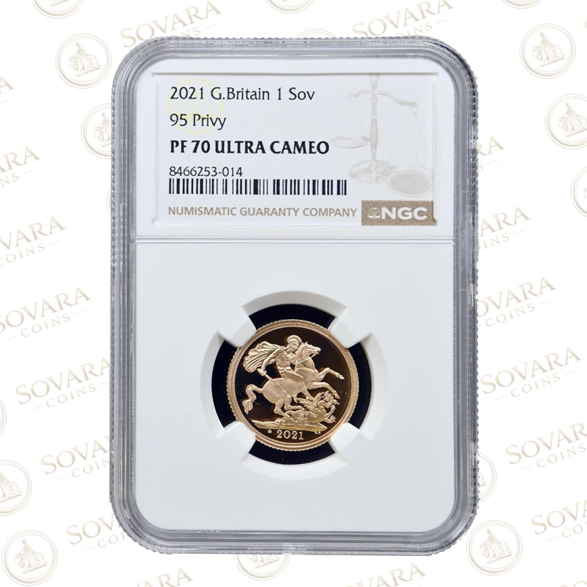 2021 Gold Proof Sovereign PF70 Ultra Cameo NGC graded British gold coin