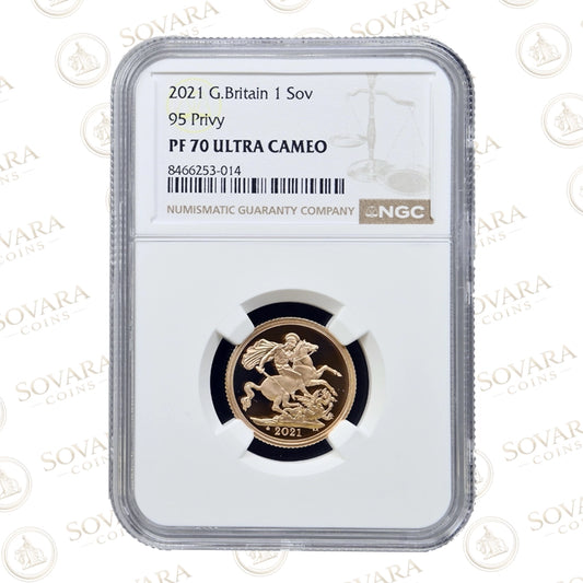 2021 Gold Proof Sovereign PF70 Ultra Cameo NGC graded British gold coin