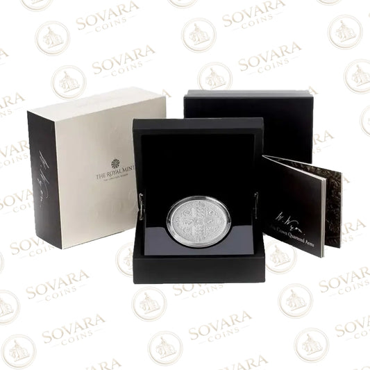 2021 Great Engravers Gothic Quartered Arms 5oz Silver Proof Coin with intricate design and premium proof finish