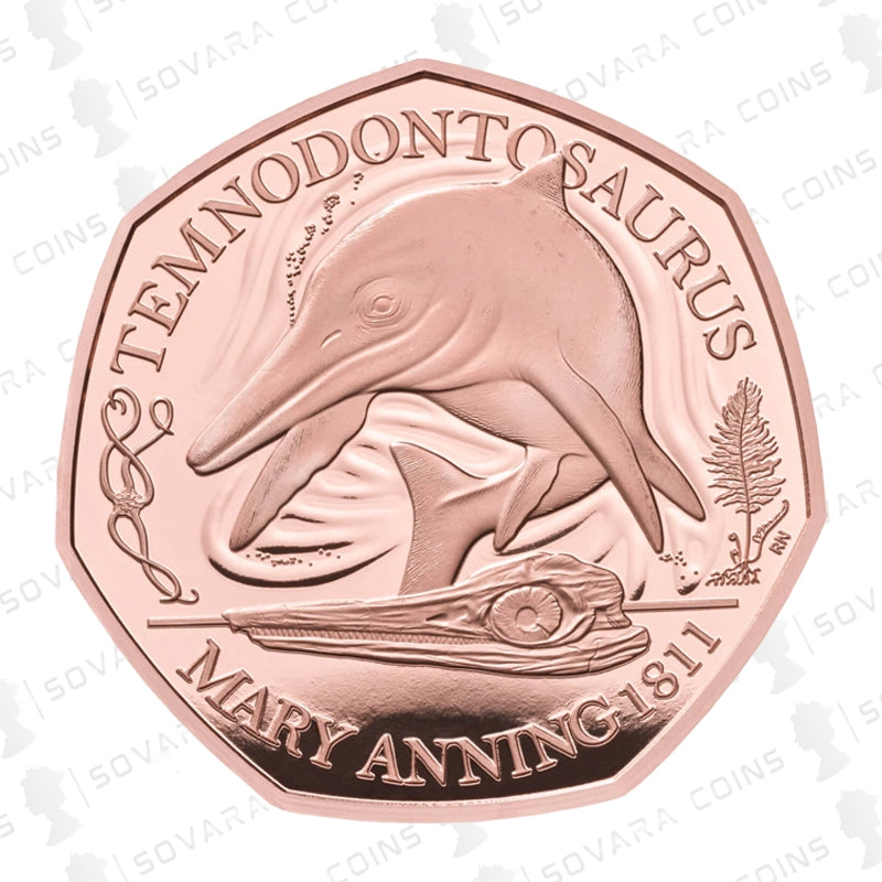 Royal Mint 2021 Temnodontosaurus UK Gold Proof 50p coin reverse