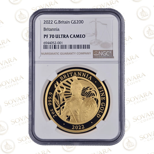 2022 Britannia 2oz gold proof coin PF70 Ultra Cameo NGC slab