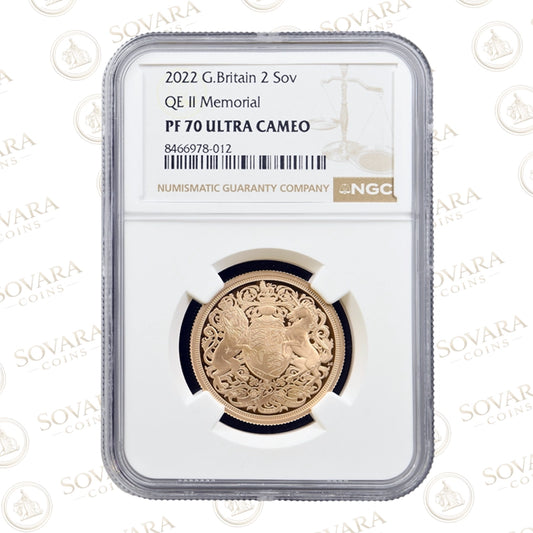 2022 Gold Proof Double Sovereign NGC PF70 Ultra Cameo Memorial Slab