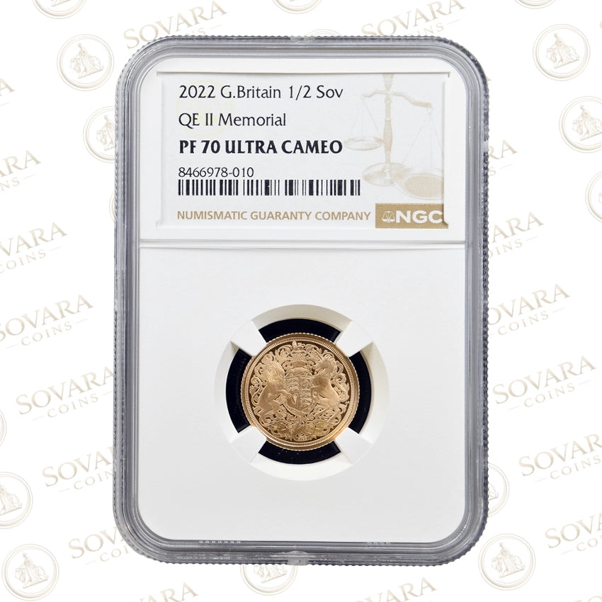 2022 Gold Proof Half Sovereign NGC PF70 Ultra Cameo Memorial Slab