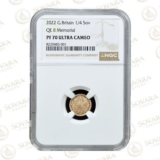 2022 Memorial Gold Proof Quarter Sovereign PF70 Ultra Cameo NGC graded coin