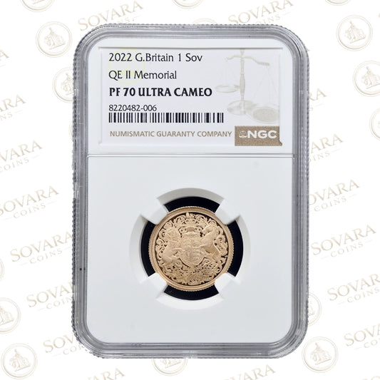 2022 Gold Proof Sovereign PF70 Ultra Cameo – Memorial Sovereign with Charles III obverse
