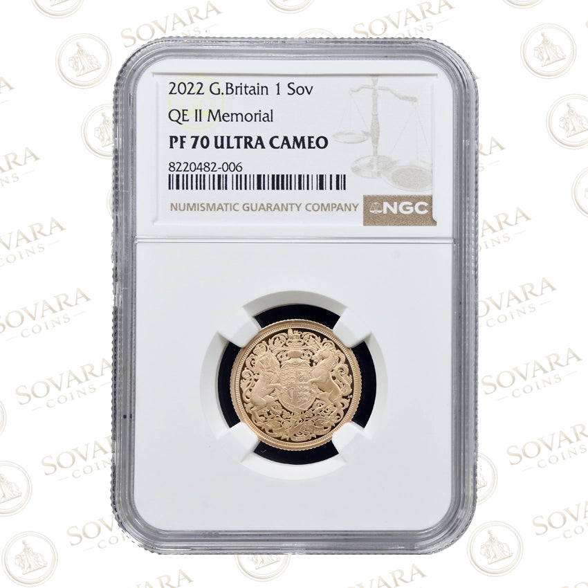 2022 Memorial Gold Proof Sovereign PF70 Ultra Cameo King Charles III first reign sovereign in NGC slab
