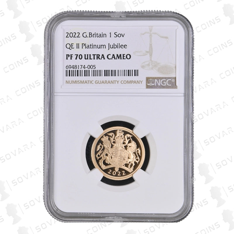 2022 Queen Elizabeth II Platinum Jubilee Gold Proof Sovereign – NGC PF70 Ultra Cameo