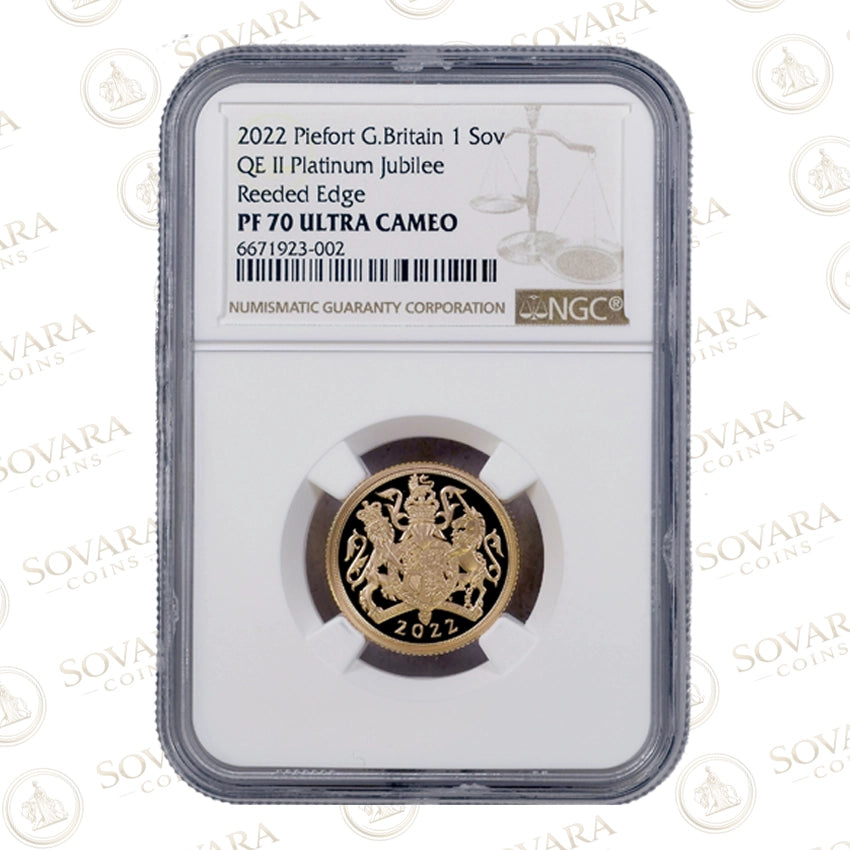 2022 Platinum Jubilee Gold Proof Piedfort Sovereign PF70 Ultra Cameo NGC graded