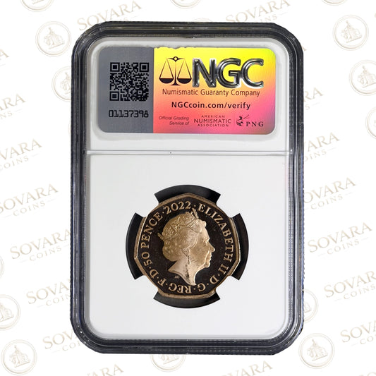 2022 Harry Potter Philosopher's Stone 22ct Gold 50p Trial of the Pyx Reverse Jim Kay Design