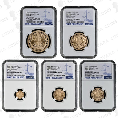 2022 Memorial Sovereign 5-Coin Gold Proof Set Graded PF70 Ultra Cameo