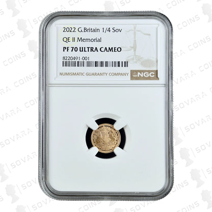 2022 Gold Proof Quarter Sovereign PF70 Ultra Cameo – NGC graded memorial coin
